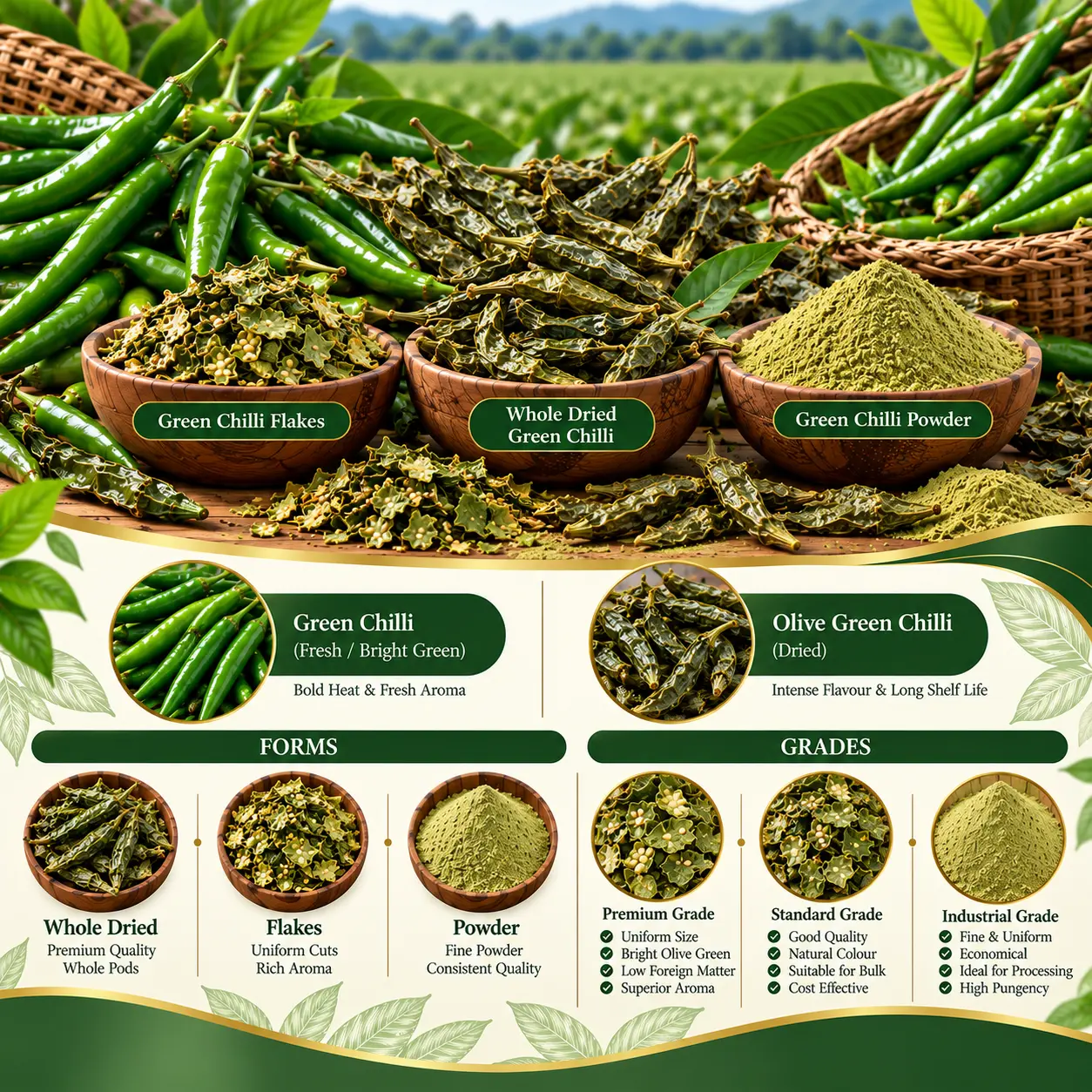Dehydrated Green Chilli - Ramada Exports